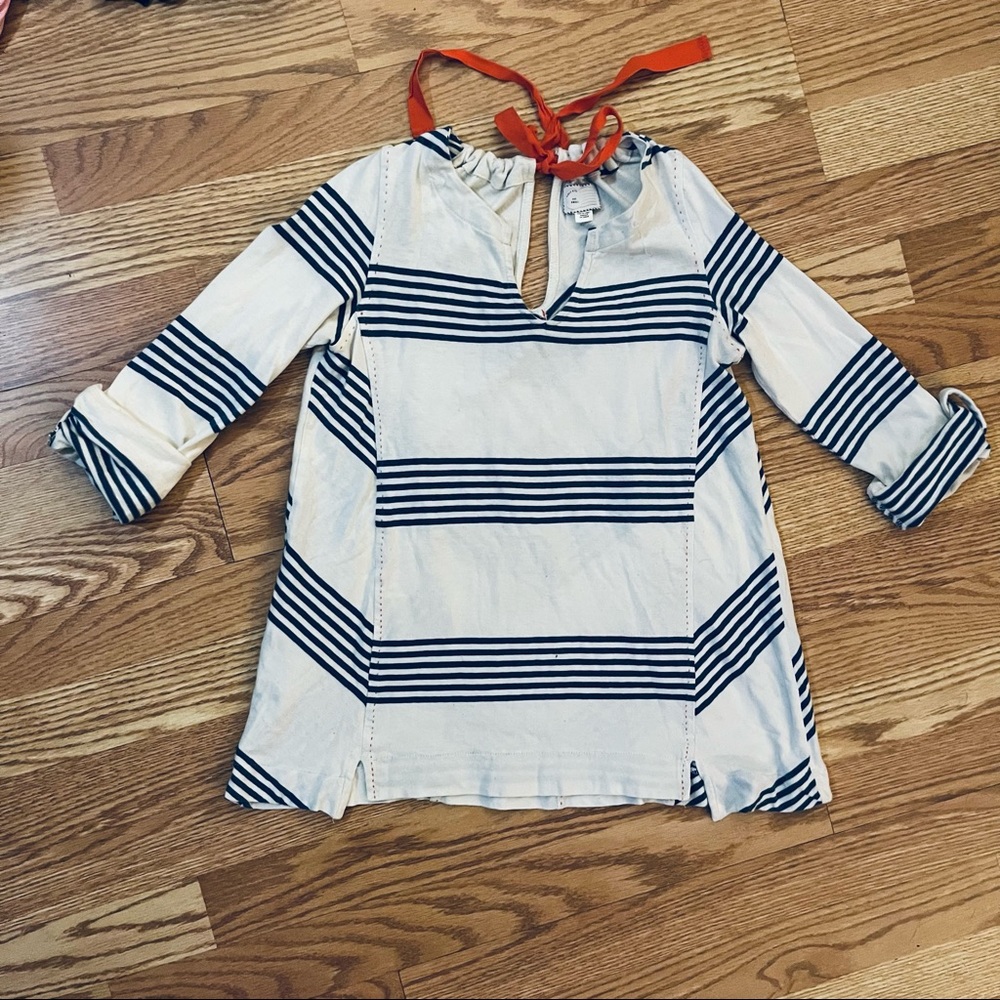 Anthropologie Roll Tab Sleeve Striped Shirt Lite Weight With Cute Detail